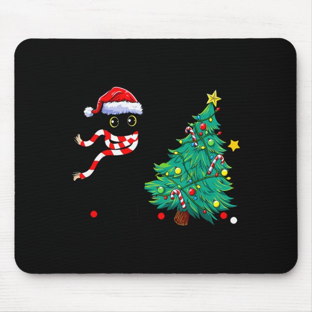 Christmas Cat For Women Men Family Funny Black Cat Mouse Mat (Front)