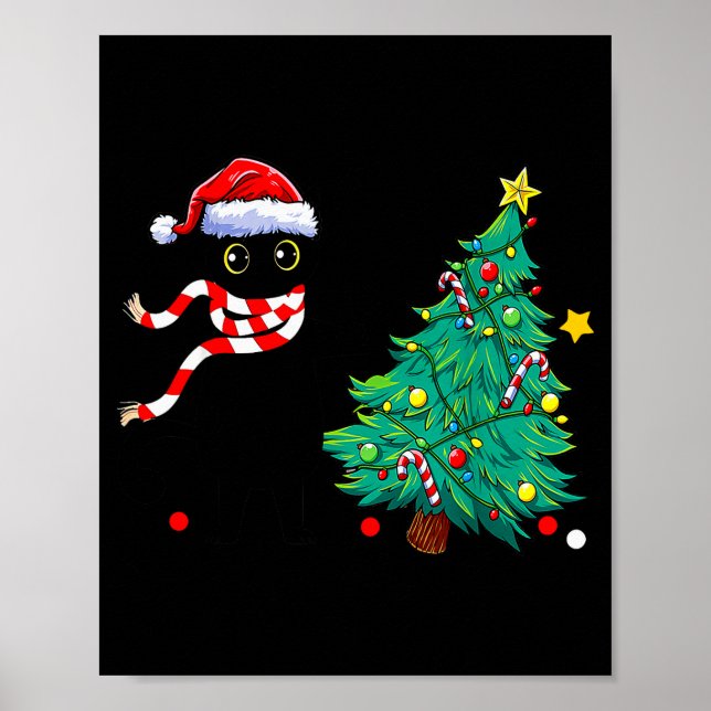 Christmas Cat For Women Men Family Funny Black Cat Poster (Front)