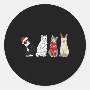 Christmas Cat Fun Cat  Cat Lovers Cat Mum Cat Dad  Classic Round Sticker