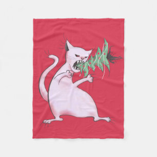 Christmas Cat Funny Evil Kitty Xmas Tree Fleece Blanket