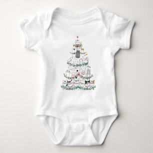 Christmas Cat Funny Tree Funny Baby Bodysuit