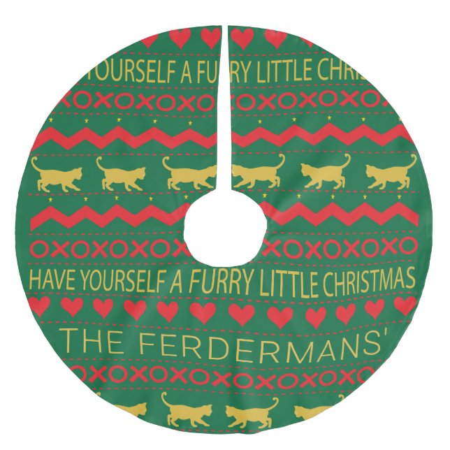 Christmas Cat Furries Brushed Polyester Tree Skirt (Front)