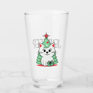 Christmas cat glass