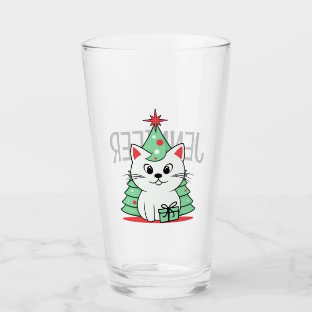 Christmas cat glass (Front)