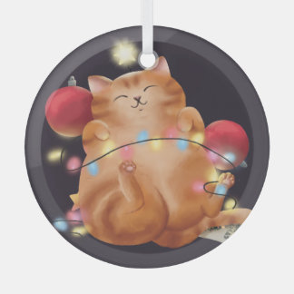 Christmas cat  glass tree decoration