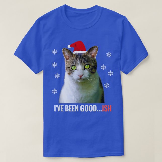 Christmas Cat Goodish , Kitty With Santa Hat Tee  (Design Front)