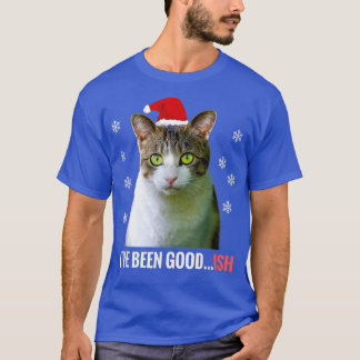 Christmas Cat Goodish , Kitty With Santa Hat Tee 