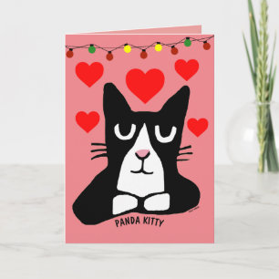CHRISTMAS CAT GREETING CARDS, PANDA KITTY CARD