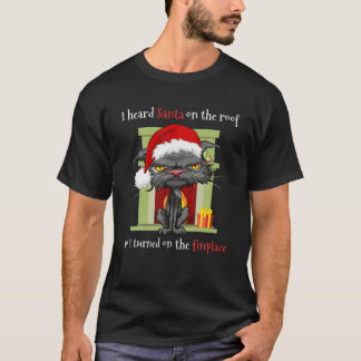 Christmas Cat Grumpy Anti Santa Hat Bored Cat Humo T-Shirt