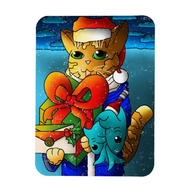 Christmas Cat Guest Magnet (Vertical)