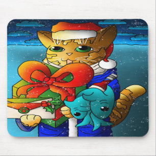 Christmas Cat Guest Mouse Mat