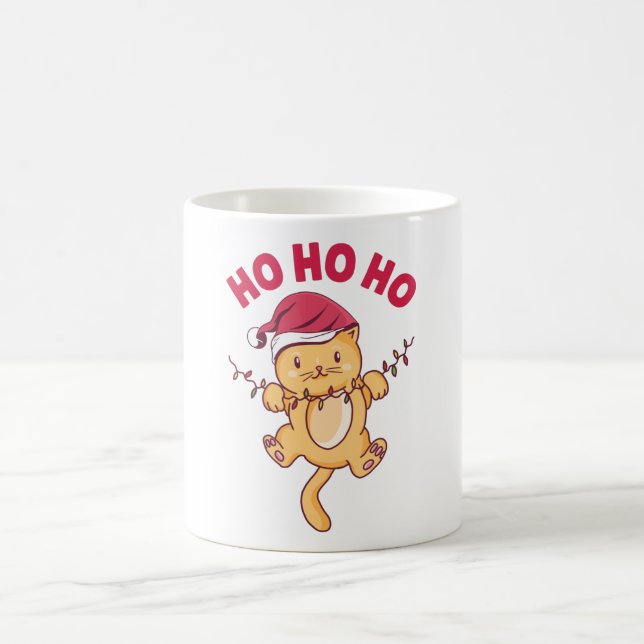 Christmas Cat Ho Ho Ho Coffee Mug (Center)