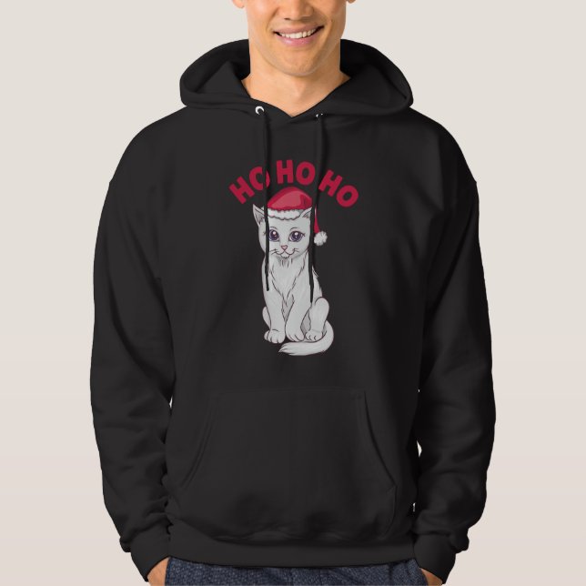 Christmas Cat Ho Ho Ho Hoodie (Front)