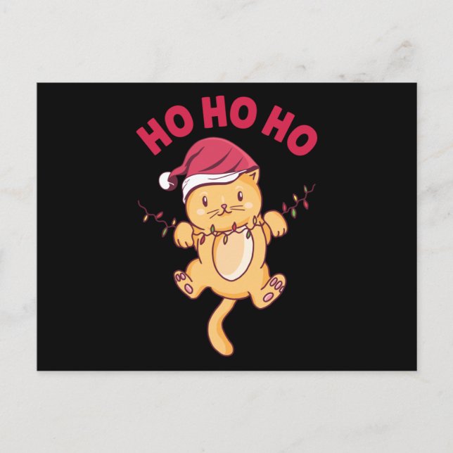Christmas Cat Ho Ho Ho Postcard (Front)