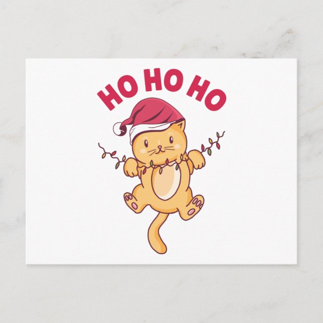 Christmas Cat Ho Ho Ho Postcard (Front)