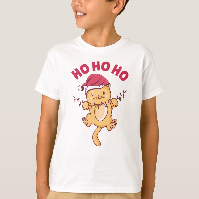 Christmas Cat Ho Ho Ho T-Shirt (Front)