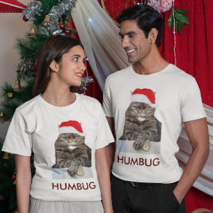 Christmas Cat Humbug Photo with Santa Hat Unisex T-Shirt