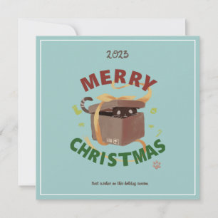Christmas Cat In Carton Invitation