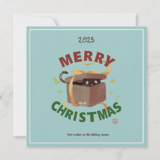Christmas Cat In Carton Invitation