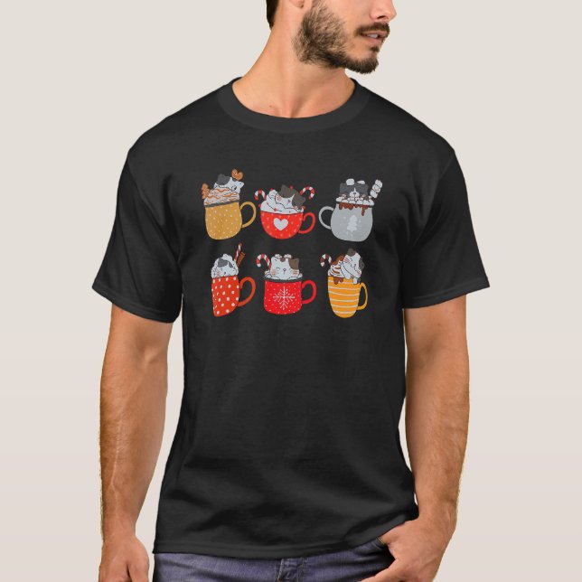 Christmas Cat In Coffee Cup  Coffee T-Shirt (Front)