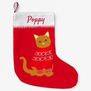 Christmas Cat in Festive Red Jumper Small Christmas Stocking