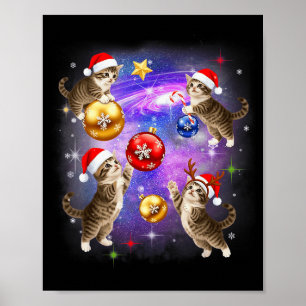 Christmas Cat In Space Meowy Xmas Ornaments Kitty  Poster