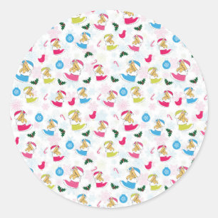 Christmas cat is sleeping classic round sticker
