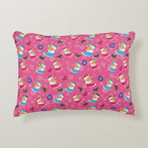 Christmas cat is sleeping,snowflakes decorative cushion