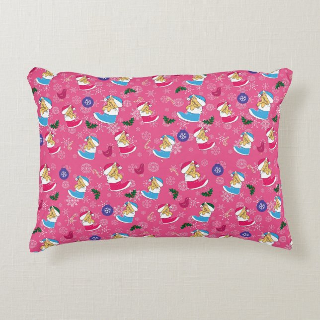 Christmas cat is sleeping,snowflakes decorative cushion (Front)