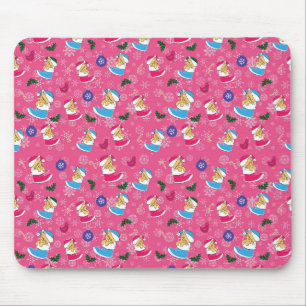 Christmas cat is sleeping,snowflakes mouse mat