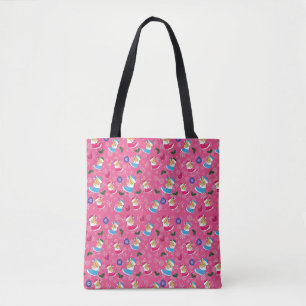 Christmas cat is sleeping,snowflakes tote bag