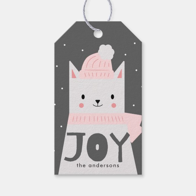 Christmas Cat JOY Custom Gift Tags (Front)