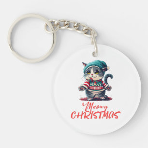 Christmas Cat Key Ring