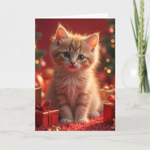 CHRISTMAS CAT KITTEN BLANK GREETING CARD