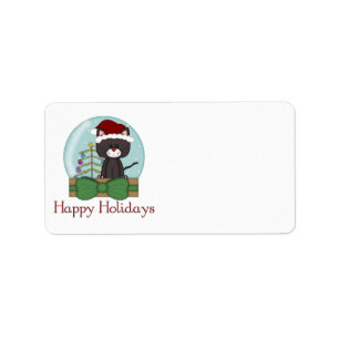 Christmas Cat Kitten Holiday Christmas Snowglobes Label