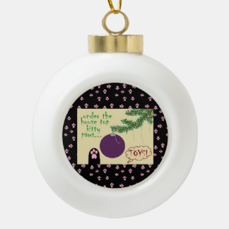 Christmas Cat Kitty Toes Paw Pads Ceramic Ball Christmas Ornament