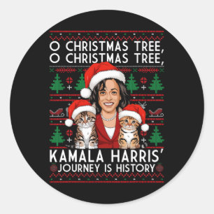 Christmas Cat Ladies For Kamala Santa Ornament Paj Classic Round Sticker