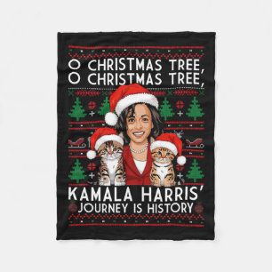 Christmas Cat Ladies For Kamala Santa Ornament Paj Fleece Blanket