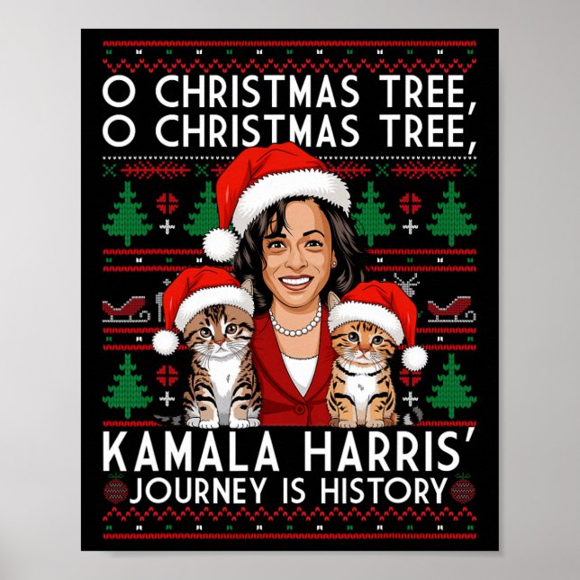 Christmas Cat Ladies For Kamala Santa Ornament Paj Poster (Front)