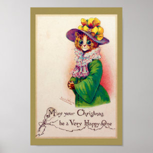 Christmas Cat Lady, Louis Wain Poster