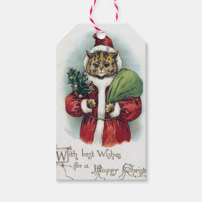 Christmas Cat, Louis Wain Gift Tags (Front)