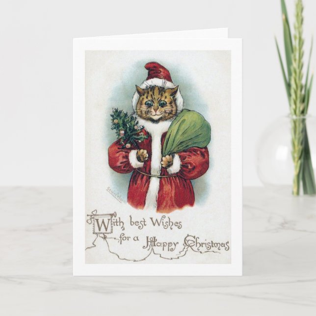 Christmas cat, Louis Wain Holiday Card (Front)