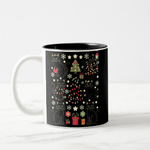 Christmas Cat Lover Gift For Cat Owner Two-Tone Coffee Mug