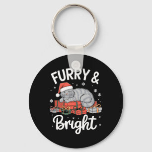 Christmas Cat Lover Santa Hat Holiday Funny Cat Mo Key Ring