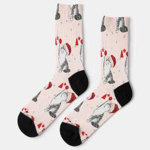 Christmas Cat Lover Santa Hat  Socks