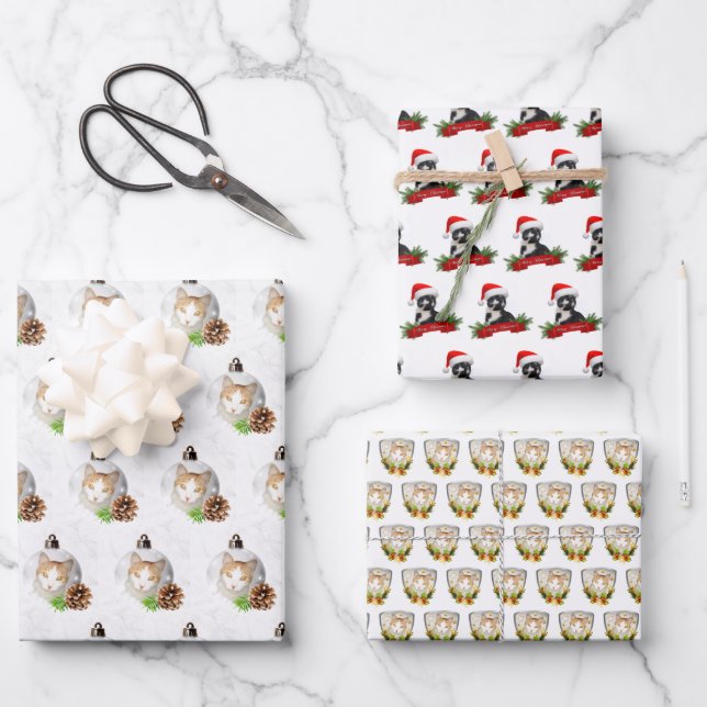 christmas cat lovers WRAPPING PAPER SHEETS (Front)