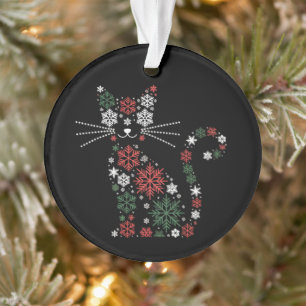 Christmas Cat Made up Snowflakes Funny Cats Ornament