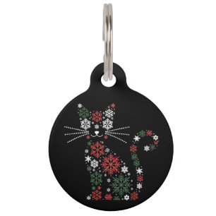 Christmas Cat Made up Snowflakes Funny Cats Pet Tag
