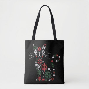 Christmas Cat Made up Snowflakes Funny Cats Tote Bag