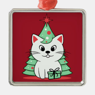 Christmas cat metal tree decoration